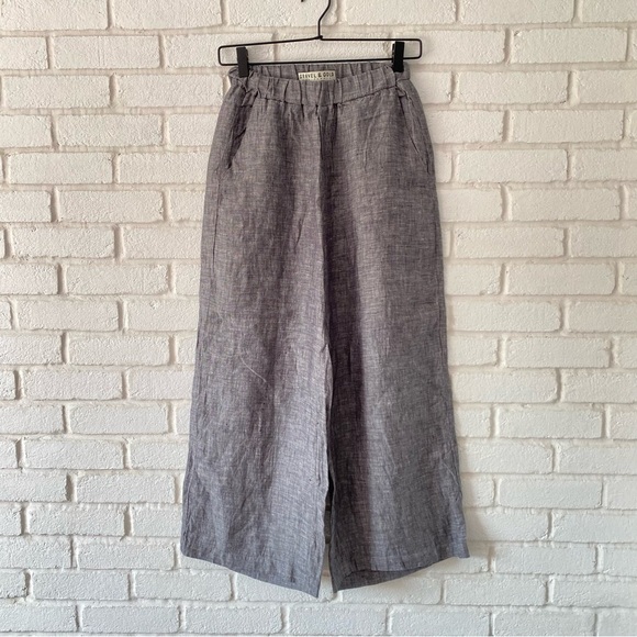 Gravel & Gold Gray 100% Linen Wide Leg Pants High Rise Size 0 - Picture 1 of 10